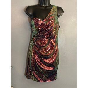 Hot & Delicious one shoulder sequin mini dress